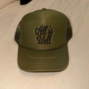 Olive Green Trucker Hat with Embroidery